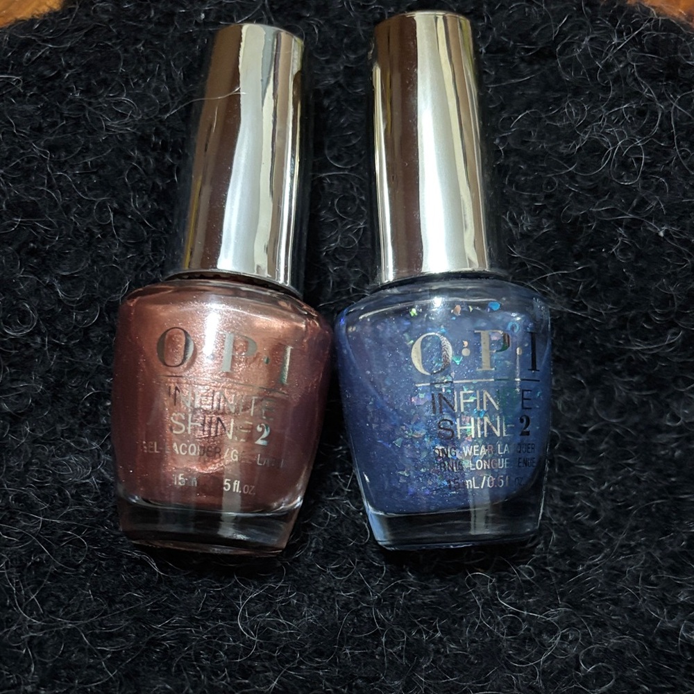 Bundle OPI Infinite Shine 2 - Metallic Brown and Shimmering Blue Duo